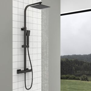 Aica Sanitaire - aica Thermostatic Exposed Shower Mixer Bathroom Valve Square Twin Head Set Large Bar Aica Sanitaire - aica Thermostatic Exposed Shower Mixer Bathroom Valve Square Twin Head Set Large Bar