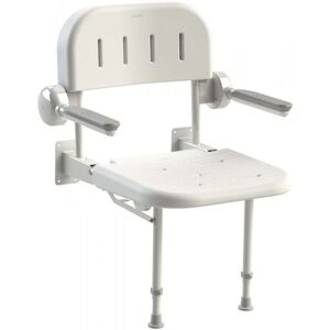 AKW - 3000 Series Shower Seat with Back and Grey Padded Arms - White AKW - 3000 Series Shower Seat with Back and Grey Padded Arms - White