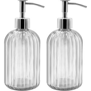 Alwaysh - 2 Pack Glass Soap Dispenser, 400ML Liquid Soap Dispensers with Pump (White) Alwaysh - 2 Pack Glass Soap Dispenser, 400ML Liquid Soap Dispensers with Pump (White)