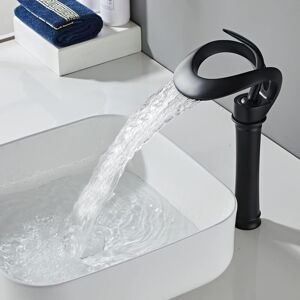 Alwaysh - Black High Basin Faucet Waterfall Spout High Basin Mixer Tap Black Waterfall High Bathroom Faucets Black Waterfall Bathroom Mixer Alwaysh - Black High Basin Faucet Waterfall Spout High Basin Mixer Tap Black Waterfall High Bathroom Faucets Black Waterfall Bathroom Mixer