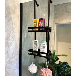 Hanging Shower Shelf, No Drilling, Bathroom Storage Accessory, Stainless Steel Hanging Shower Basket Over the Door - Black - Alwaysh Hanging Shower Shelf, No Drilling, Bathroom Storage Accessory, Stainless Steel Hanging Shower Basket Over the Door - Black - Alwaysh