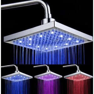 Led Rain Shower Head, 8 Inch Square Shower Head, High Pressure Chrome Waterfall, Silicone Solid Brass Nozzles, Fixed Shower Head adjustable - Alwaysh Led Rain Shower Head, 8 Inch Square Shower Head, High Pressure Chrome Waterfall, Silicone Solid Brass Nozzles, Fixed Shower Head adjustable - Alwaysh