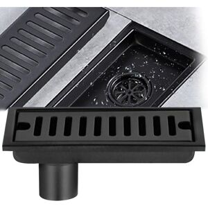 Alwaysh - Rectangular Floor Drain, Black Stainless Steel Floor Drain 20x10cm Shower Floor Drain with Double Filter for Toilet Bathroom Drainage Alwaysh - Rectangular Floor Drain, Black Stainless Steel Floor Drain 20x10cm Shower Floor Drain with Double Filter for Toilet Bathroom Drainage