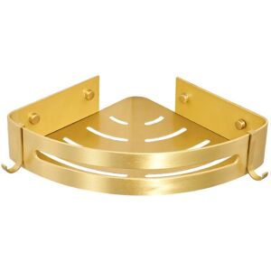 Shower Shelf No Drilling Corner Shelf with 4 Hooks Rustproof Metal Storage Basket Wall Mounted Adhesive Shelf (Gold, 2 Tier) - Alwaysh Shower Shelf No Drilling Corner Shelf with 4 Hooks Rustproof Metal Storage Basket Wall Mounted Adhesive Shelf (Gold, 2 Tier) - Alwaysh