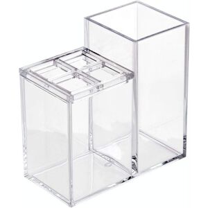 Alwaysh - Toothbrush Holder, Plastic Bathroom Storage for 4 Toothbrushes and Toothpaste, Practical Toothbrush Holder for Sink or Cupboard, Transparent Alwaysh - Toothbrush Holder, Plastic Bathroom Storage for 4 Toothbrushes and Toothpaste, Practical Toothbrush Holder for Sink or Cupboard, Transparent