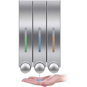 Wall Mounted Soap Dispenser for Shower Lotion Shampoo Gel for Bathroom Toilet Office Cafe Restaurant Hotel - Triple Silver - Alwaysh Wall Mounted Soap Dispenser for Shower Lotion Shampoo Gel for Bathroom Toilet Office Cafe Restaurant Hotel - Triple Silver - Alwaysh