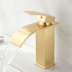 AlwaysH Waterfall Basin Faucet, Single Hole Deck Mounted Waterfall Bathroom Faucet, Basin Faucet, Ceramic Cartridge, Gold AlwaysH Waterfall Basin Faucet, Single Hole Deck Mounted Waterfall Bathroom Faucet, Basin Faucet, Ceramic Cartridge, Gold