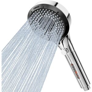 COOCHEER Anti-limescale shower head, 6-jet shower head, high-pressure shower head, universal shower head, easy installation (silver/chrome) COOCHEER Anti-limescale shower head, 6-jet shower head, high-pressure shower head, universal shower head, easy installation (silver/chrome)