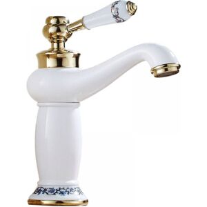 Cyslmuk - Antique Brass Ceramic Bathroom Sink Faucet Blue and White Porcelain Mixer Tap Kitchen Sink Faucet Cold/Hot Water Tap (Without Water Hose) Cyslmuk - Antique Brass Ceramic Bathroom Sink Faucet Blue and White Porcelain Mixer Tap Kitchen Sink Faucet Cold/Hot Water Tap (Without Water Hose)