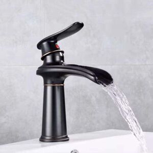 Ymyny - Antique Waterfall Basin Faucet Solid Brass Hot Cold Mixer Sink Tap Single Handle Basin Faucet Short Style mumu Ymyny - Antique Waterfall Basin Faucet Solid Brass Hot Cold Mixer Sink Tap Single Handle Basin Faucet Short Style mumu