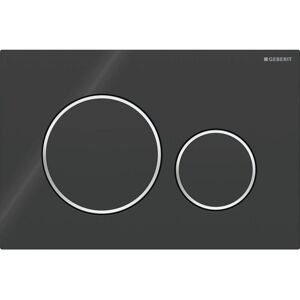 COOCHEER Geberit Sigma20 flush plate for dual flush: black, bright chrome (115.882.KM.1) COOCHEER Geberit Sigma20 flush plate for dual flush: black, bright chrome (115.882.KM.1)