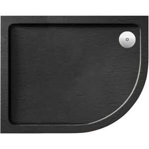 GRAVAHAUS Aquadart Luxury Black Slate Effect Shower Tray - Standard Chrome Waste - Offset Quad - rh - 1000 x 800mm GRAVAHAUS Aquadart Luxury Black Slate Effect Shower Tray - Standard Chrome Waste - Offset Quad - rh - 1000 x 800mm