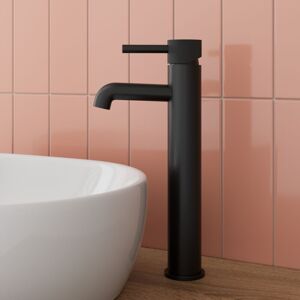 Aquari - Countertop Tall Basin Sink Mixer Tap Bathroom Single Lever Fluted Matt Black Aquari - Countertop Tall Basin Sink Mixer Tap Bathroom Single Lever Fluted Matt Black