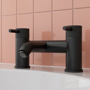 Aquari - Matt Black Bath Mixer Tap Bathroom Filler Round Twin Lever Modern Luxury Fluted Aquari - Matt Black Bath Mixer Tap Bathroom Filler Round Twin Lever Modern Luxury Fluted