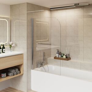 800x1400 Pivot Bath Shower Screen 6mm Easy Clean Glass Screen Reversible Door Panel Round Chrome with Towel Rail - Aquariss 800x1400 Pivot Bath Shower Screen 6mm Easy Clean Glass Screen Reversible Door Panel Round Chrome with Towel Rail - Aquariss