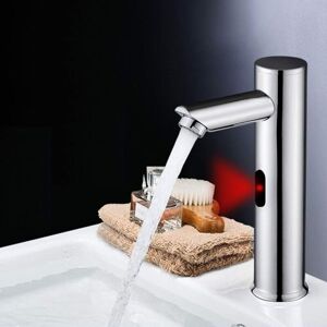 Aiperq - Automatic Infrared Faucet, Touchless Cold Water Tap, Battery Powered Water-Saving Touchless Faucet for Bathroom Sink (Vertical - 20cm) Aiperq - Automatic Infrared Faucet, Touchless Cold Water Tap, Battery Powered Water-Saving Touchless Faucet for Bathroom Sink (Vertical - 20cm)