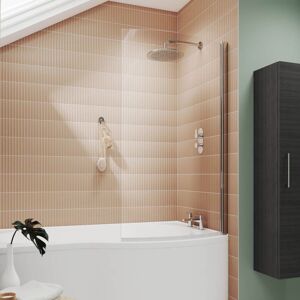 Nuie - Curved b Shaped Hinged Bath Screen 1435mm h x 850mm w - 6mm Glass Nuie - Curved b Shaped Hinged Bath Screen 1435mm h x 850mm w - 6mm Glass