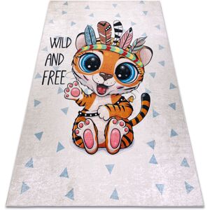Rugsx - bambino 1960 washing carpet Tiger, Indian for children anti-slip - white multicolour 160x220 cm Rugsx - bambino 1960 washing carpet Tiger, Indian for children anti-slip - white multicolour 160x220 cm