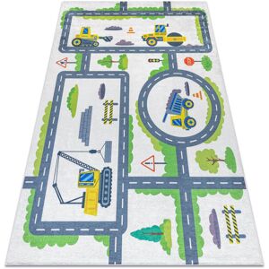 RUGSX BAMBINO 2338 washing carpet Excavator, streets for children anti-slip - white / green white 140x200 cm RUGSX BAMBINO 2338 washing carpet Excavator, streets for children anti-slip - white / green white 140x200 cm