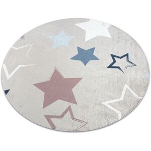 RUGSX BAMBINO 48130 round washing carpet Stars for children anti-slip - beige / grey beige round 100 cm RUGSX BAMBINO 48130 round washing carpet Stars for children anti-slip - beige / grey beige round 100 cm