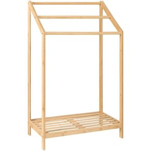 Beliani - Bamboo Wooden Towel Clothes Rack Stand with Shelf Light Brown Yungas Beliani - Bamboo Wooden Towel Clothes Rack Stand with Shelf Light Brown Yungas