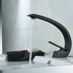 Dewdat - Basin Faucet, Brass Single Hole Basin Mixer Tap, Modern Bathroom Faucet Matte Black Finish, Hot and Cold Water Available Dewdat - Basin Faucet, Brass Single Hole Basin Mixer Tap, Modern Bathroom Faucet Matte Black Finish, Hot and Cold Water Available