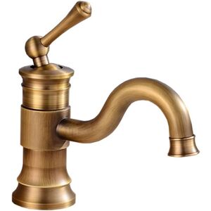 Gotrays - Basin Faucets Brass Bathroom Faucet With Vintage Mixer Tap Deck Mount Hot And Cold Bath Mixer Water Tap, 19cm Gotrays - Basin Faucets Brass Bathroom Faucet With Vintage Mixer Tap Deck Mount Hot And Cold Bath Mixer Water Tap, 19cm