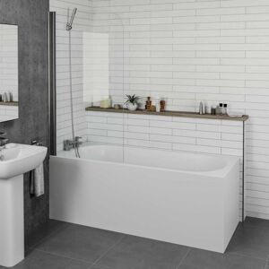 Affine - Bathroom 1700mm Single Ended Straight Bath 4mm Shower Screen Front Panel White Affine - Bathroom 1700mm Single Ended Straight Bath 4mm Shower Screen Front Panel White