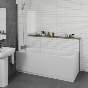 Affine - Bathroom 1700mm Single Ended Straight Bath Front End Panel 4mm Screen White Affine - Bathroom 1700mm Single Ended Straight Bath Front End Panel 4mm Screen White