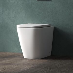 SKY BATHROOM Bathroom Rimless Back to Wall Toilet Modern UF Slim Soft Close Seat Ceramic Square Pan White WC SKY BATHROOM Bathroom Rimless Back to Wall Toilet Modern UF Slim Soft Close Seat Ceramic Square Pan White WC