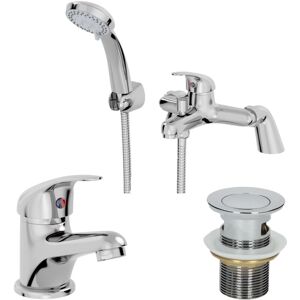 Affine - Bathroom Basin Mono Mixer Tap Bath Shower Mixer Tap Waste Chrome Affine - Bathroom Basin Mono Mixer Tap Bath Shower Mixer Tap Waste Chrome