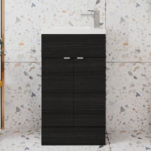 VASARI Hudson Reed Fusion Compact Vanity Unit with Basin 500mm Wide - Charcoal Black Woodgrain VASARI Hudson Reed Fusion Compact Vanity Unit with Basin 500mm Wide - Charcoal Black Woodgrain