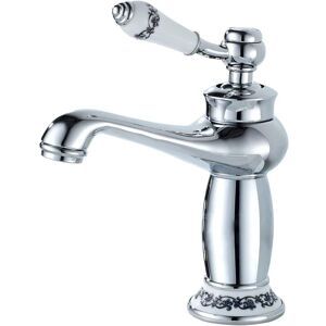 Ikodm - Bathroom Faucet Single Lever Sink Mixer Tap Ceramic Floral Decoration Bathroom Sink Faucet, Chrome Ikodm - Bathroom Faucet Single Lever Sink Mixer Tap Ceramic Floral Decoration Bathroom Sink Faucet, Chrome