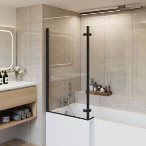 NRG - Bathroom l Shaped Pivot Reversible Bath Screen Hinged Return Black NRG - Bathroom l Shaped Pivot Reversible Bath Screen Hinged Return Black