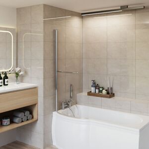 NRG - Bathroom p Shape Pivot Curved Reversible Bath Shower Screen with Towel Rail Chrome NRG - Bathroom p Shape Pivot Curved Reversible Bath Shower Screen with Towel Rail Chrome