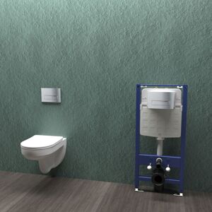 SKY BATHROOM Bathroom 1.14M Concealed Cistern Frame & Rimless Wall Hung Toilet UF Slim Soft Close Seat SKY BATHROOM Bathroom 1.14M Concealed Cistern Frame & Rimless Wall Hung Toilet UF Slim Soft Close Seat