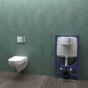 SKY BATHROOM Bathroom Rimless Wall Hung Toilet UF Slim Soft Close Seat & 1.14M Concealed Cistern Frame SKY BATHROOM Bathroom Rimless Wall Hung Toilet UF Slim Soft Close Seat & 1.14M Concealed Cistern Frame