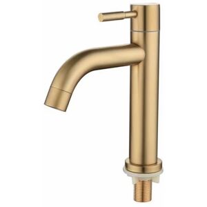 Cyslmuk - Bathroom Sink Faucet, Single Hole Cold Brass Single Lever Basin Faucet, Brushed Gold Cyslmuk - Bathroom Sink Faucet, Single Hole Cold Brass Single Lever Basin Faucet, Brushed Gold