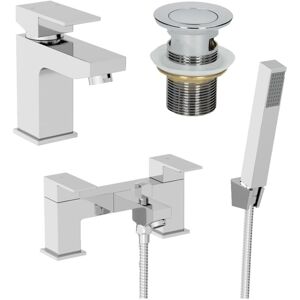Architeckt - Bathroom Square Mono Basin Mixer Tap Bath Shower Filler Tap Set Architeckt - Bathroom Square Mono Basin Mixer Tap Bath Shower Filler Tap Set