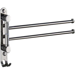TINOR Bathroom Towel Rack with 2 Bars 180° Rotating Towel Dryer SUS304 Stainless Steel Wall Mounted Towel Rail Towel Dryer for Bathroom Kitchen Sink TINOR Bathroom Towel Rack with 2 Bars 180° Rotating Towel Dryer SUS304 Stainless Steel Wall Mounted Towel Rail Towel Dryer for Bathroom Kitchen Sink