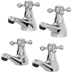 Aquari - Bathroom Traditional Sink Taps Basin Cross Head Bath Taps Set Pair Twin Chrome Aquari - Bathroom Traditional Sink Taps Basin Cross Head Bath Taps Set Pair Twin Chrome