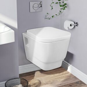 NRG - Bathroom Wall Hung Toilet Pan wc Modern Unit Ceramic with Soft Close Seat White NRG - Bathroom Wall Hung Toilet Pan wc Modern Unit Ceramic with Soft Close Seat White