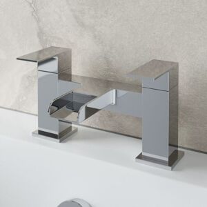 Architeckt - Bathroom Waterfall Bath Filler Mixer Tap Square Twin Lever Modern Chrome Architeckt - Bathroom Waterfall Bath Filler Mixer Tap Square Twin Lever Modern Chrome