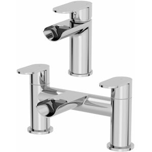 Architeckt - Bathroom Waterfall Mono Basin Sink Mixer Tap Bath Filler Mixer Tap Set Chrome Architeckt - Bathroom Waterfall Mono Basin Sink Mixer Tap Bath Filler Mixer Tap Set Chrome