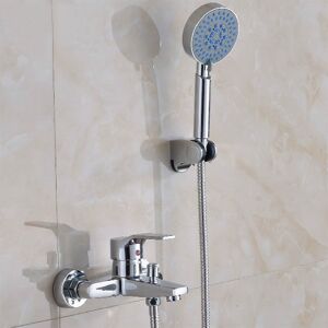 CSPARKV Bathtub Faucet with 5 Jets Hand Shower, Wall Mounted Shower Mixer Tap with 1.5m Flexible Hose and Holder, Single Lever Wall Mounted Brass Bath Faucet CSPARKV Bathtub Faucet with 5 Jets Hand Shower, Wall Mounted Shower Mixer Tap with 1.5m Flexible Hose and Holder, Single Lever Wall Mounted Brass Bath Faucet