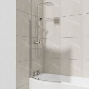 Nuie - Bayou Polished Chrome 870mm Curved b Shaped Bath Shower Screen with Towel Rail Nuie - Bayou Polished Chrome 870mm Curved b Shaped Bath Shower Screen with Towel Rail
