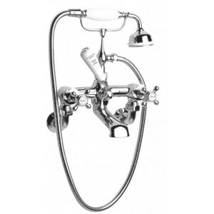 Bayswater - Crosshead Hex Wall Mounted Bath Shower Mixer Tap White/Chrome Bayswater - Crosshead Hex Wall Mounted Bath Shower Mixer Tap White/Chrome