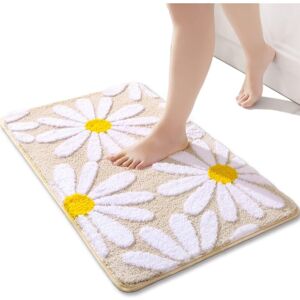 GROOFOO Beige Bathroom Rugs Cute Daisy Bath Mat White and Yellow Flower Decor Rug Non Slip Floor Carpet Microfiber Bathmat Super Absorbent Machine Washable GROOFOO Beige Bathroom Rugs Cute Daisy Bath Mat White and Yellow Flower Decor Rug Non Slip Floor Carpet Microfiber Bathmat Super Absorbent Machine Washable