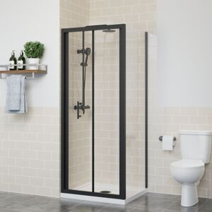 NRG Bi Fold Shower Door Enclosure Bathroom Walk In Cubicle Safety Glass Screen Black with Side Panel 700x800mm NRG Bi Fold Shower Door Enclosure Bathroom Walk In Cubicle Safety Glass Screen Black with Side Panel 700x800mm