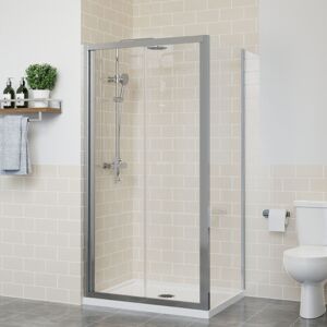 NRG Bi Fold Shower Door Enclosure Bathroom Walk In Cubicle Safety Glass Screen Chrome with Side Panel 1000x900mm NRG Bi Fold Shower Door Enclosure Bathroom Walk In Cubicle Safety Glass Screen Chrome with Side Panel 1000x900mm